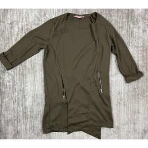 Miss London Jacket Womens Extra Large Green Open Front Zipper Pockets‎